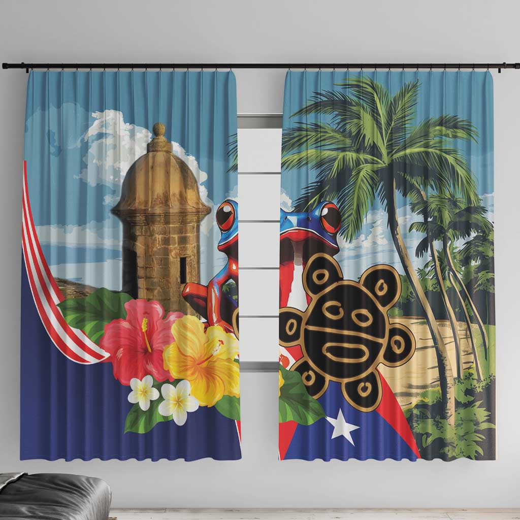Personalized Boricua El Morro Window Curtain Puerto Rico Sun Coqui - Wonder Print Shop
