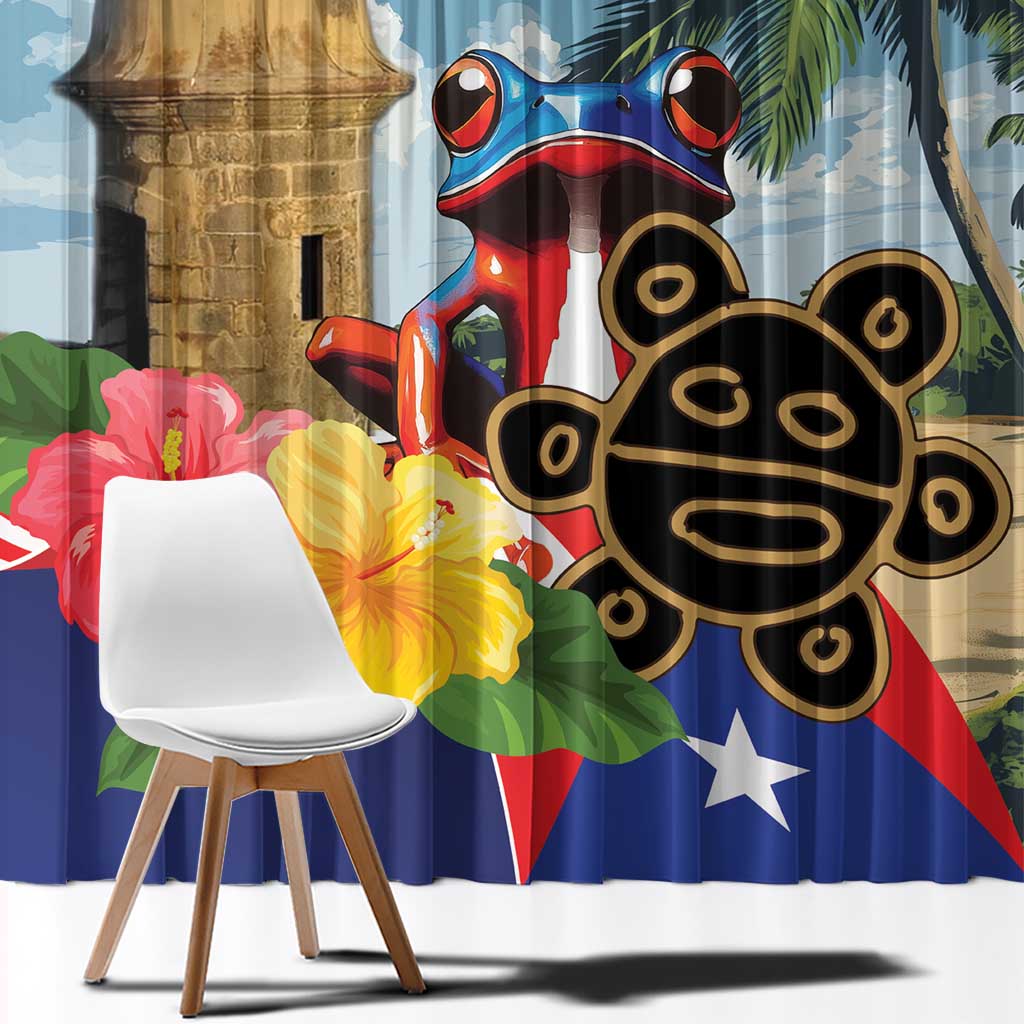 Personalized Boricua El Morro Window Curtain Puerto Rico Sun Coqui - Wonder Print Shop