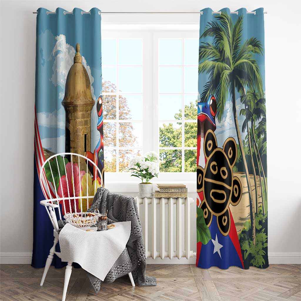 Personalized Boricua El Morro Window Curtain Puerto Rico Sun Coqui - Wonder Print Shop