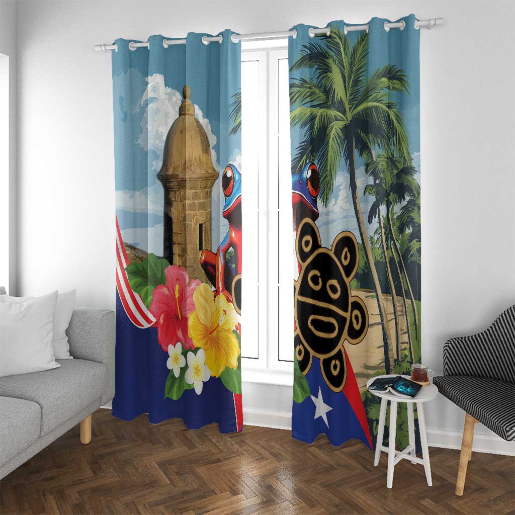 Personalized Boricua El Morro Window Curtain Puerto Rico Sun Coqui - Wonder Print Shop
