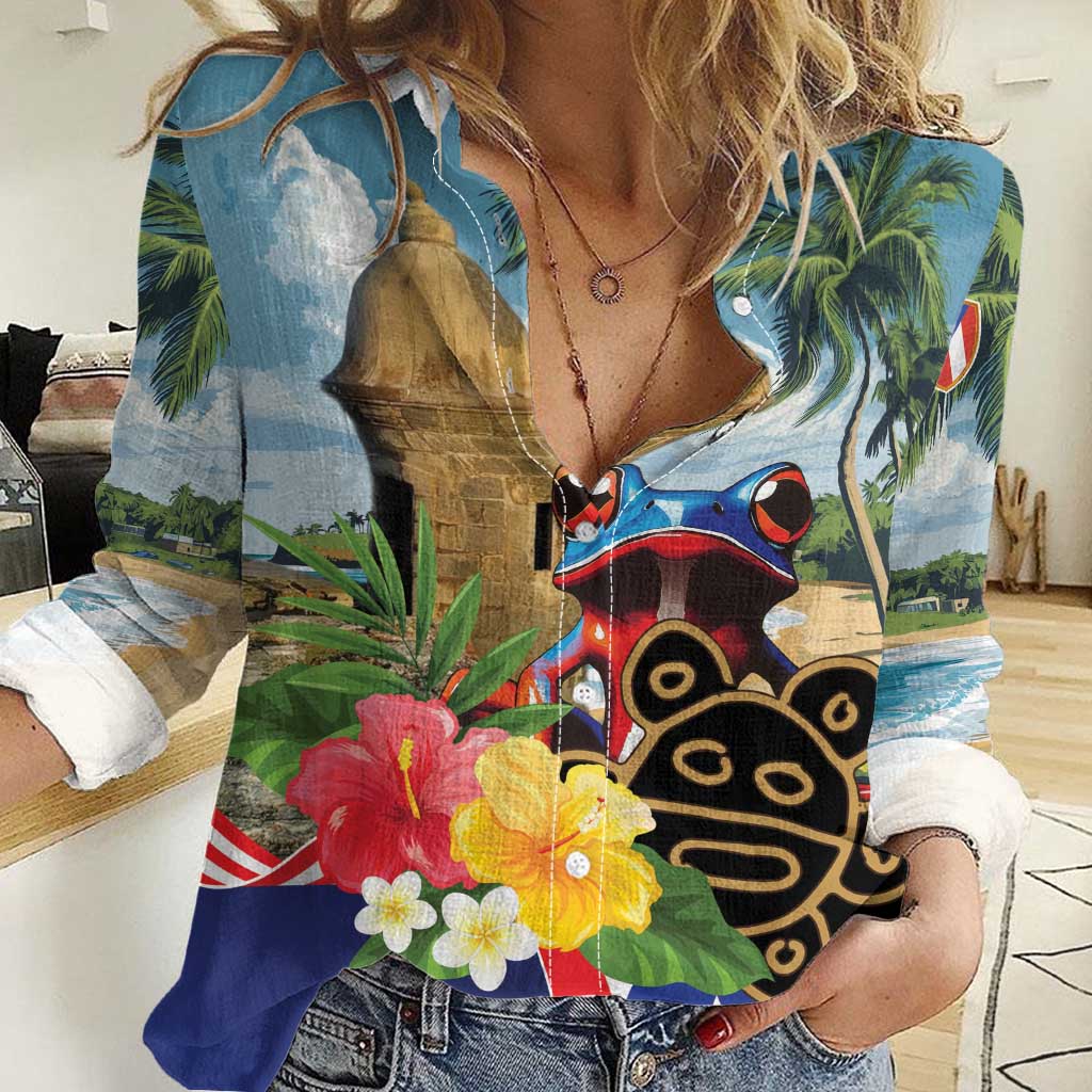 Personalized Boricua El Morro Women Casual Shirt Puerto Rico Sun Coqui - Wonder Print Shop