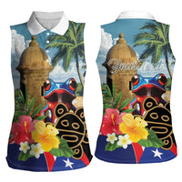 Personalized Boricua El Morro Women Sleeveless Polo Shirt Puerto Rico Sun Coqui - Wonder Print Shop