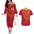 Angola Football Couples Matching Off The Shoulder Long Sleeve Dress and Hawaiian Shirt Go Palancas Negras Red Version - Wonder Print Shop