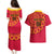 Angola Football Couples Matching Puletasi and Hawaiian Shirt Go Palancas Negras Red Version - Wonder Print Shop