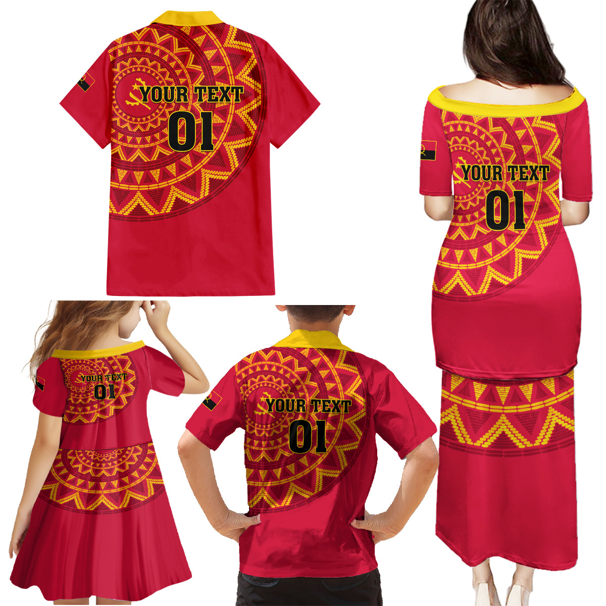 Angola Football Family Matching Puletasi and Hawaiian Shirt Go Palancas Negras Red Version - Wonder Print Shop