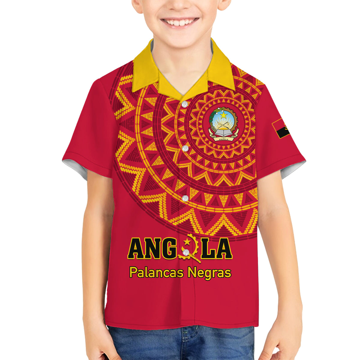 Angola Football Family Matching Summer Maxi Dress and Hawaiian Shirt Go Palancas Negras Red Version - Wonder Print Shop