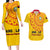 Angola Football Couples Matching Long Sleeve Bodycon Dress and Hawaiian Shirt Go Palancas Negras Yellow Version - Wonder Print Shop