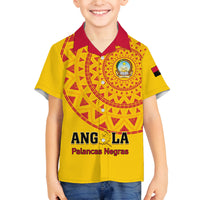Angola Football Family Matching Off Shoulder Short Dress and Hawaiian Shirt Go Palancas Negras Yellow Version - Wonder Print Shop