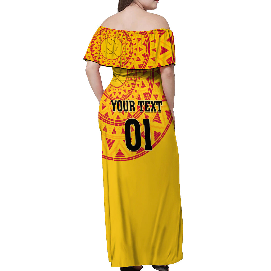 Angola Football Off Shoulder Maxi Dress Go Palancas Negras Yellow Version - Wonder Print Shop