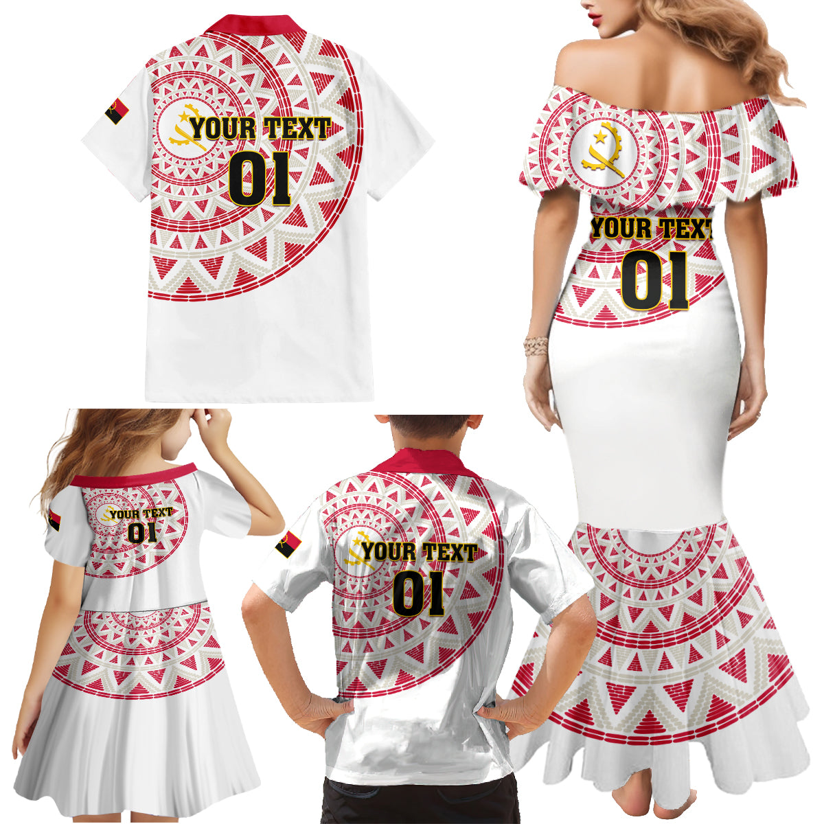 Angola Football Family Matching Mermaid Dress and Hawaiian Shirt Go Palancas Negras White Version - Wonder Print Shop