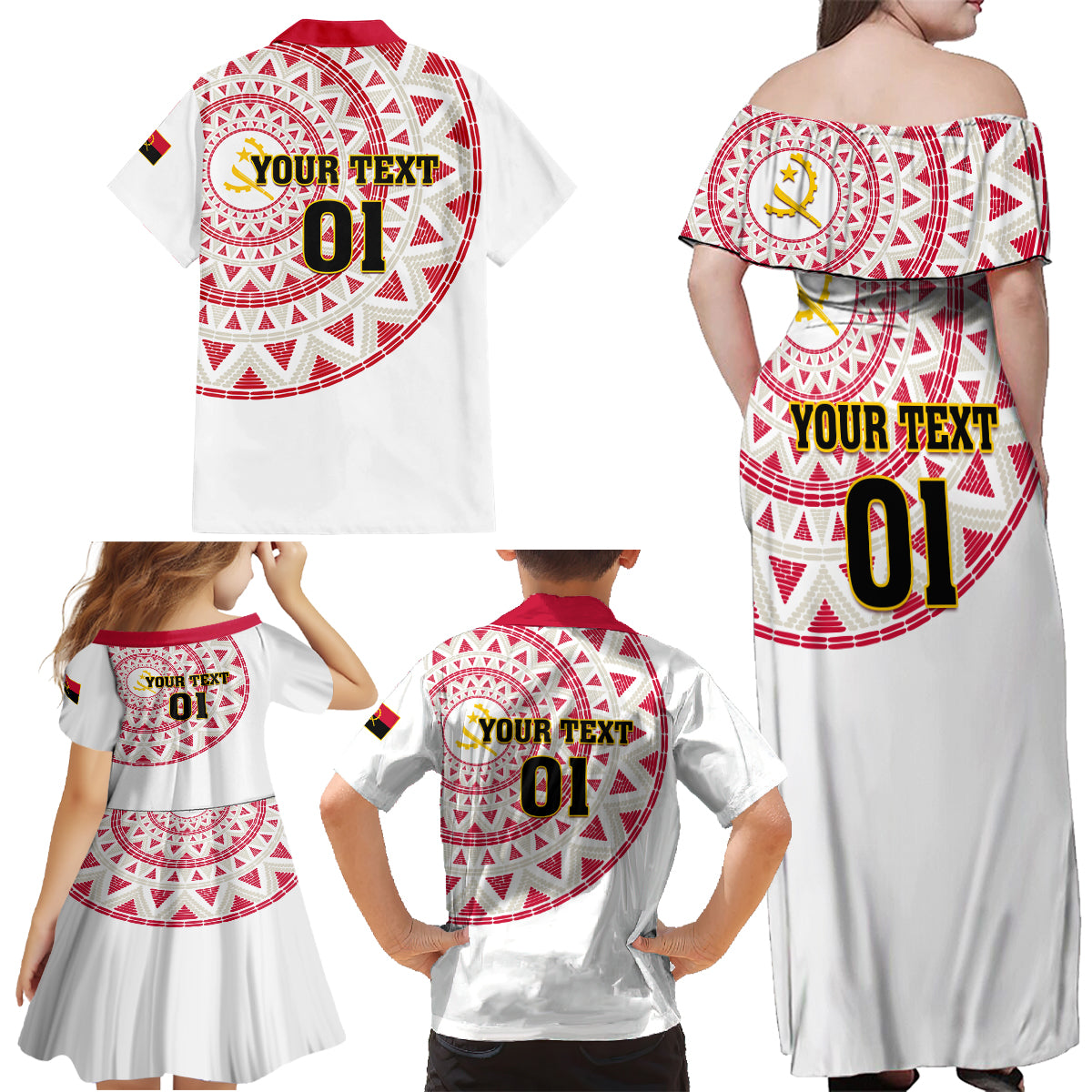 Angola Football Family Matching Off Shoulder Maxi Dress and Hawaiian Shirt Go Palancas Negras White Version - Wonder Print Shop