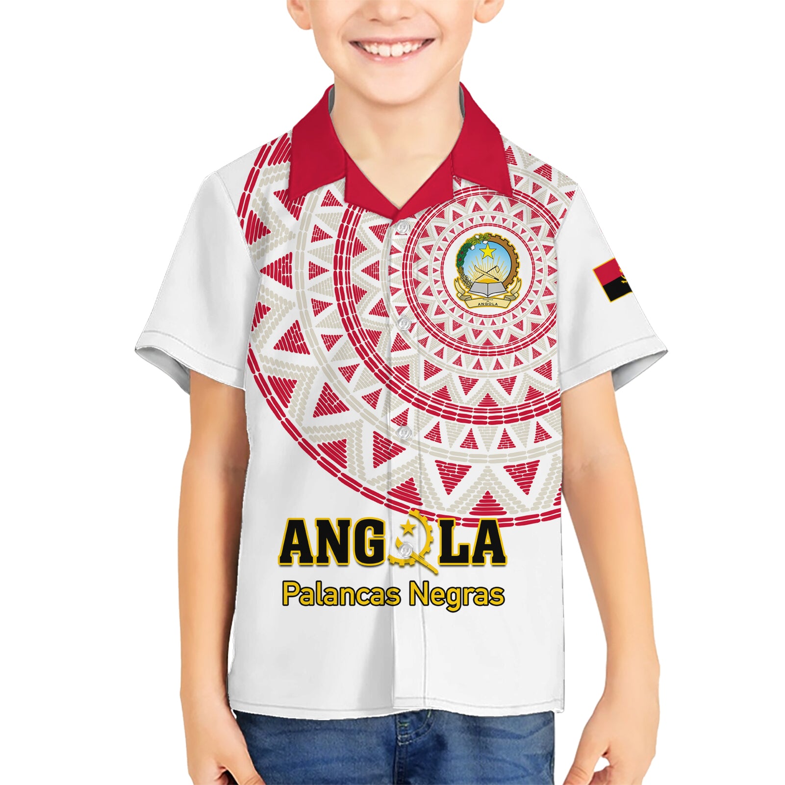 Angola Football Kid Hawaiian Shirt Go Palancas Negras White Version