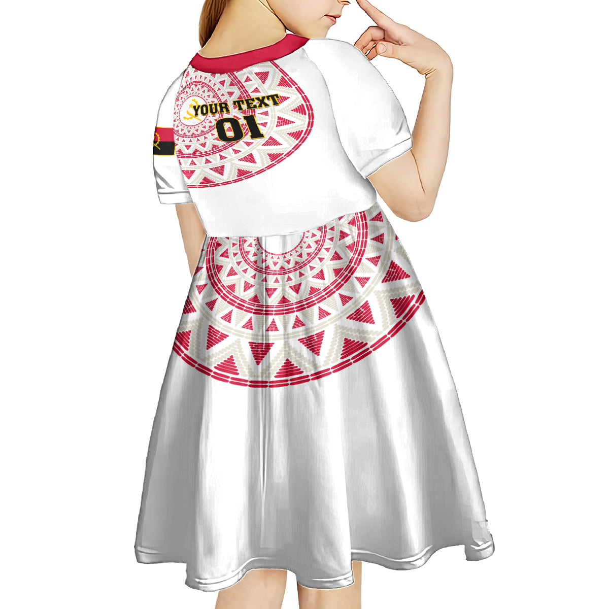 Angola Football Kid Short Sleeve Dress Go Palancas Negras White Version - Wonder Print Shop