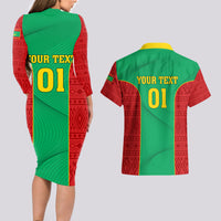 Mauritania Football Couples Matching Long Sleeve Bodycon Dress and Hawaiian Shirt Go Lions of Chinguetti - Wonder Print Shop
