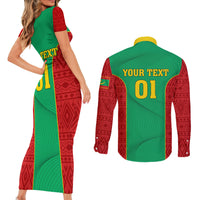 Mauritania Football Couples Matching Short Sleeve Bodycon Dress and Long Sleeve Button Shirt Go Lions of Chinguetti - Wonder Print Shop