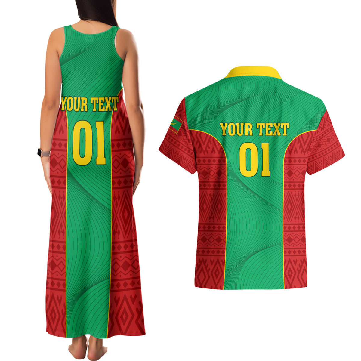 Mauritania Football Couples Matching Tank Maxi Dress and Hawaiian Shirt Go Lions of Chinguetti - Wonder Print Shop