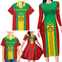 Mauritania Football Family Matching Long Sleeve Bodycon Dress and Hawaiian Shirt Go Lions of Chinguetti - Wonder Print Shop