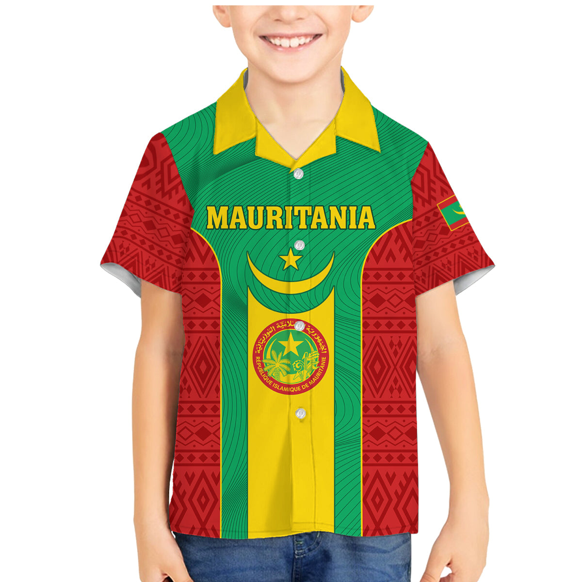Mauritania Football Family Matching Mermaid Dress and Hawaiian Shirt Go Lions of Chinguetti - Wonder Print Shop