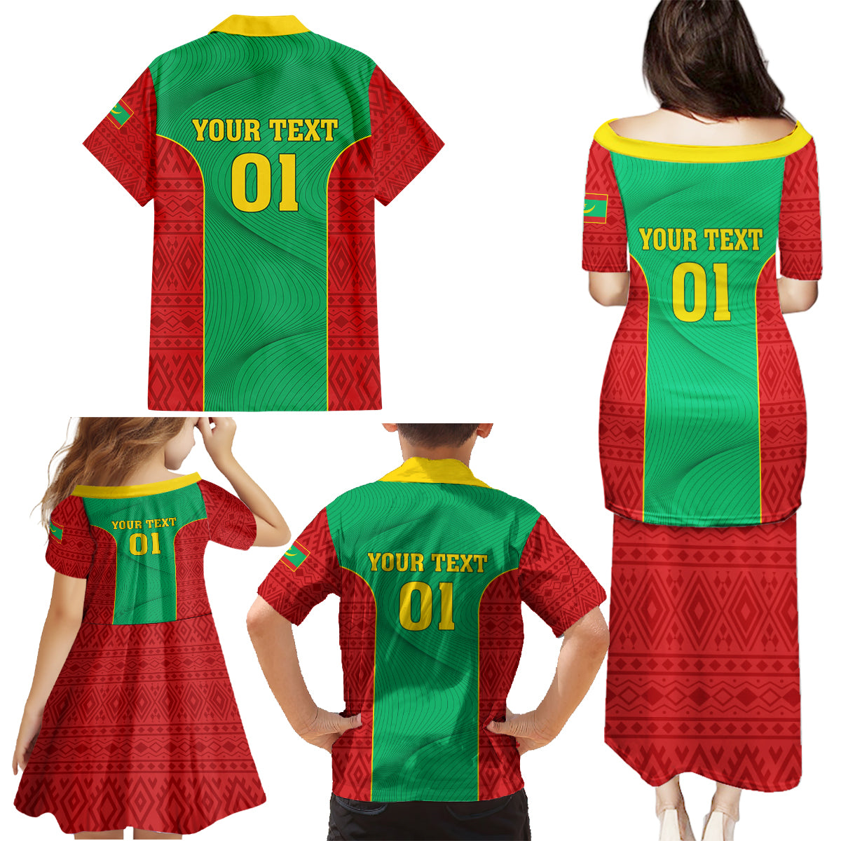 Mauritania Football Family Matching Puletasi and Hawaiian Shirt Go Lions of Chinguetti - Wonder Print Shop