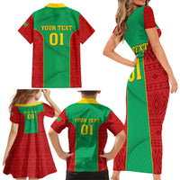 Mauritania Football Family Matching Short Sleeve Bodycon Dress and Hawaiian Shirt Go Lions of Chinguetti - Wonder Print Shop