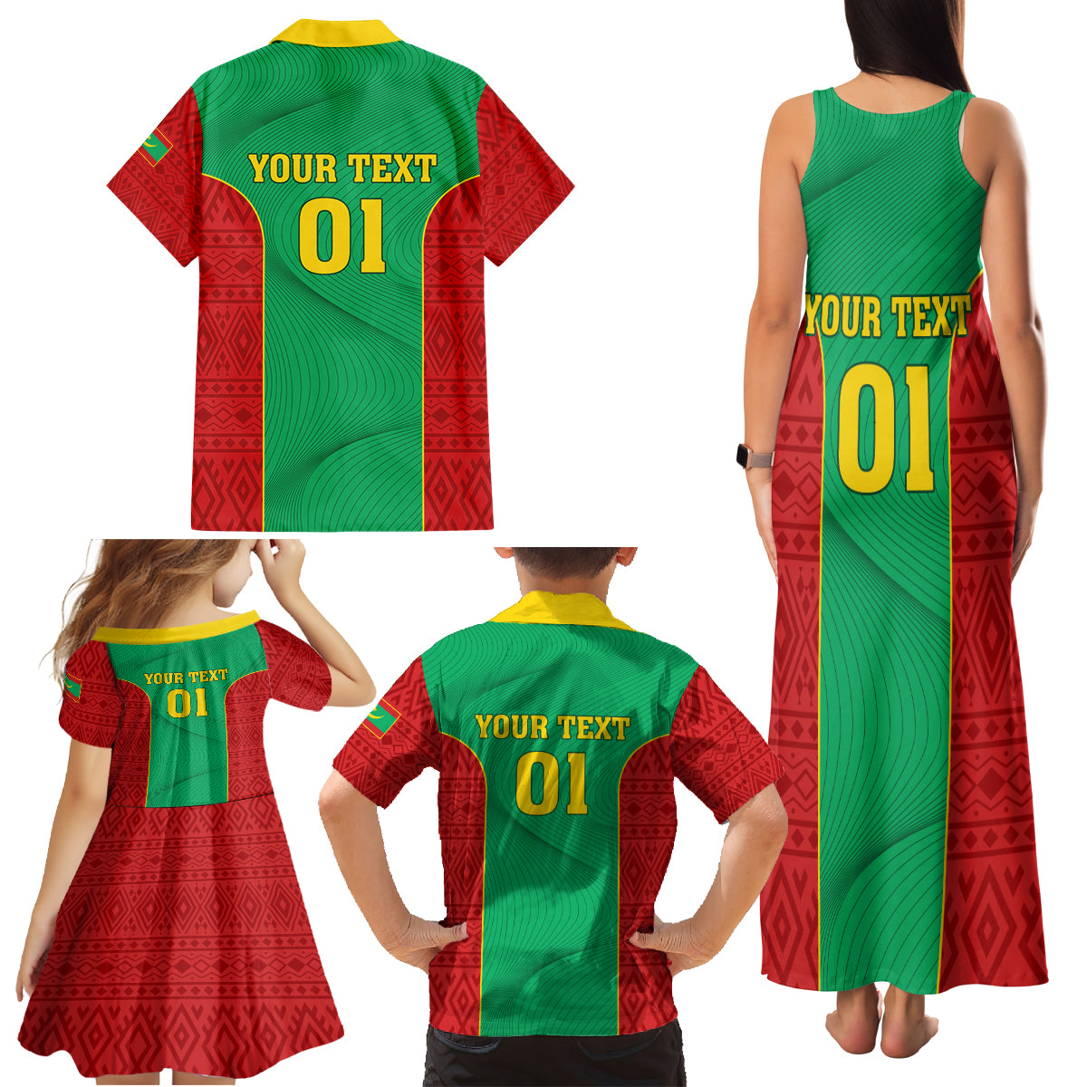 Mauritania Football Family Matching Tank Maxi Dress and Hawaiian Shirt Go Lions of Chinguetti - Wonder Print Shop