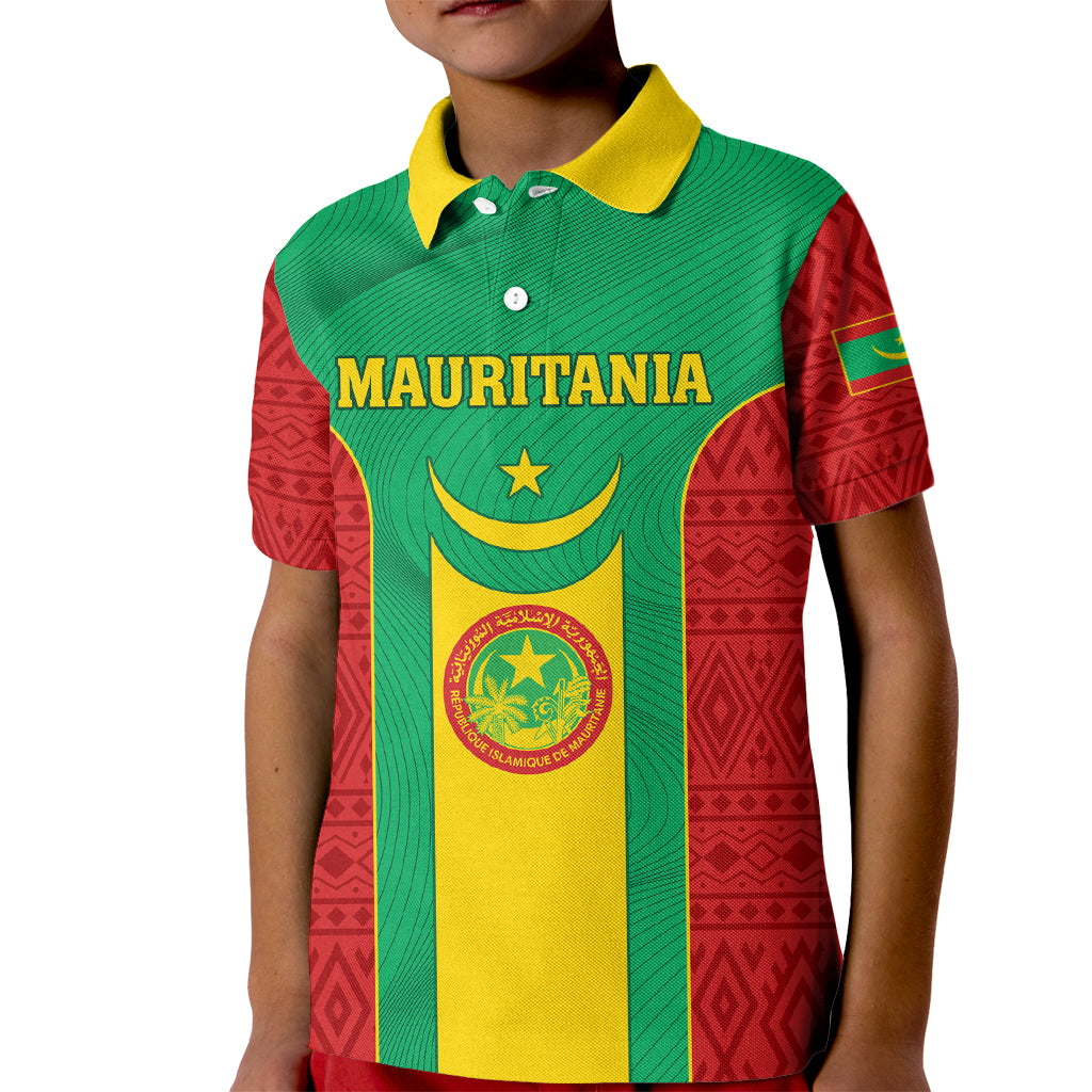 Mauritania Football Kid Polo Shirt Go Lions of Chinguetti - Wonder Print Shop
