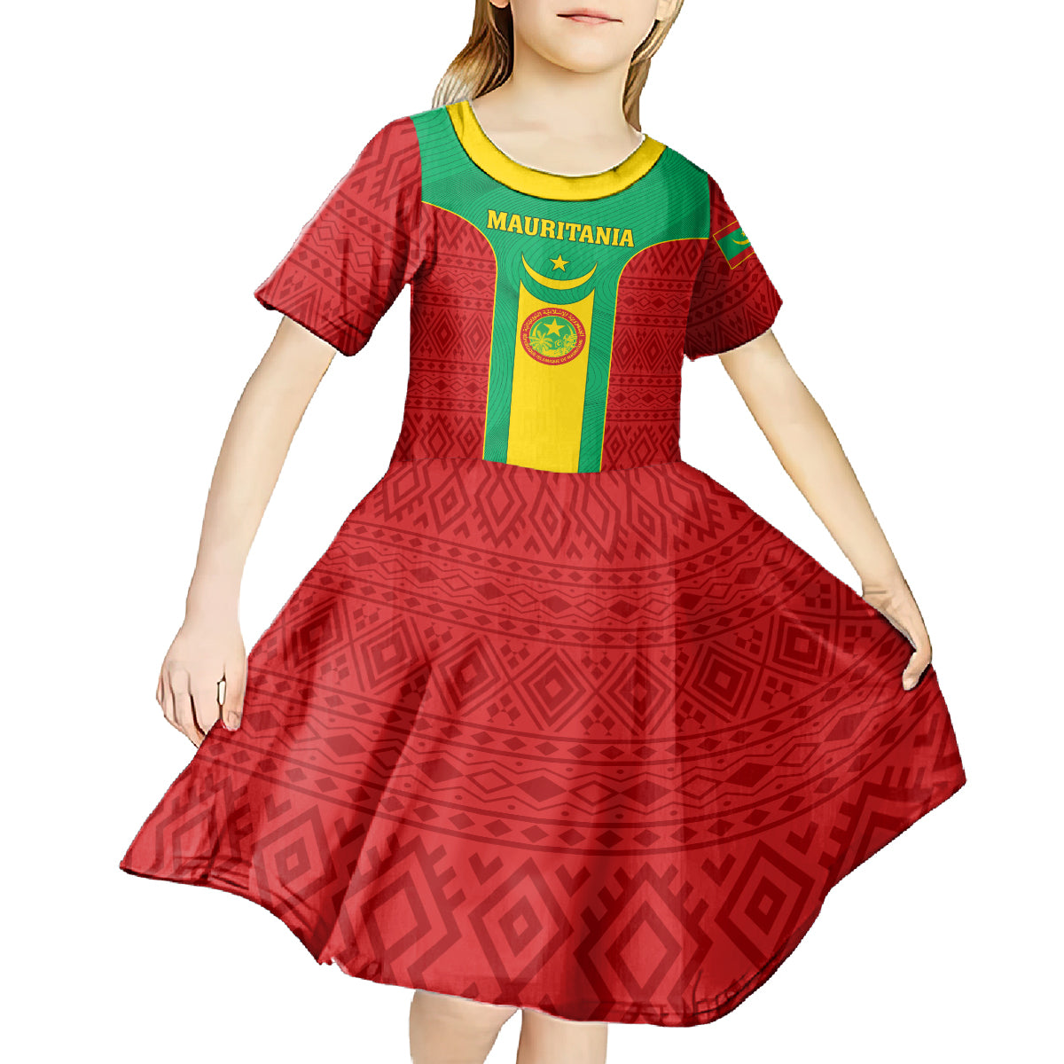 Mauritania Football Kid Short Sleeve Dress Go Lions of Chinguetti - Wonder Print Shop