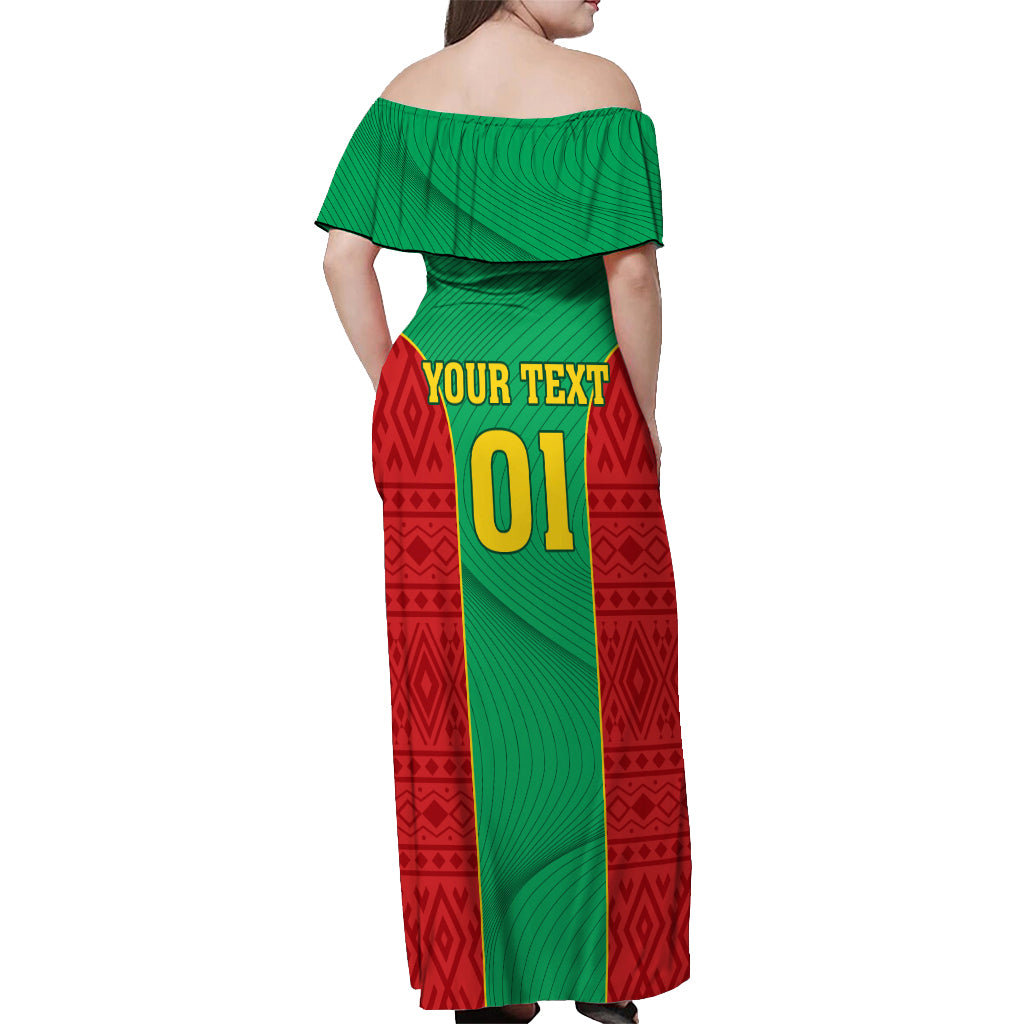 Mauritania Football Off Shoulder Maxi Dress Go Lions of Chinguetti - Wonder Print Shop