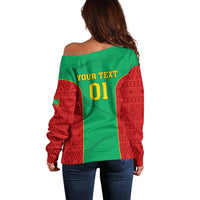 Mauritania Football Off Shoulder Sweater Go Lions of Chinguetti - Wonder Print Shop