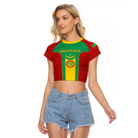 Mauritania Football Raglan Cropped T Shirt Go Lions of Chinguetti - Wonder Print Shop