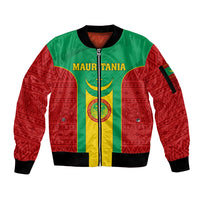 Mauritania Football Sleeve Zip Bomber Jacket Go Lions of Chinguetti - Wonder Print Shop