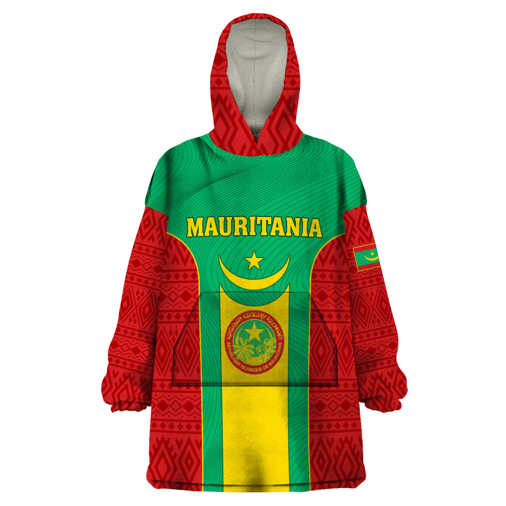 Mauritania Football Wearable Blanket Hoodie Go Lions of Chinguetti - Wonder Print Shop