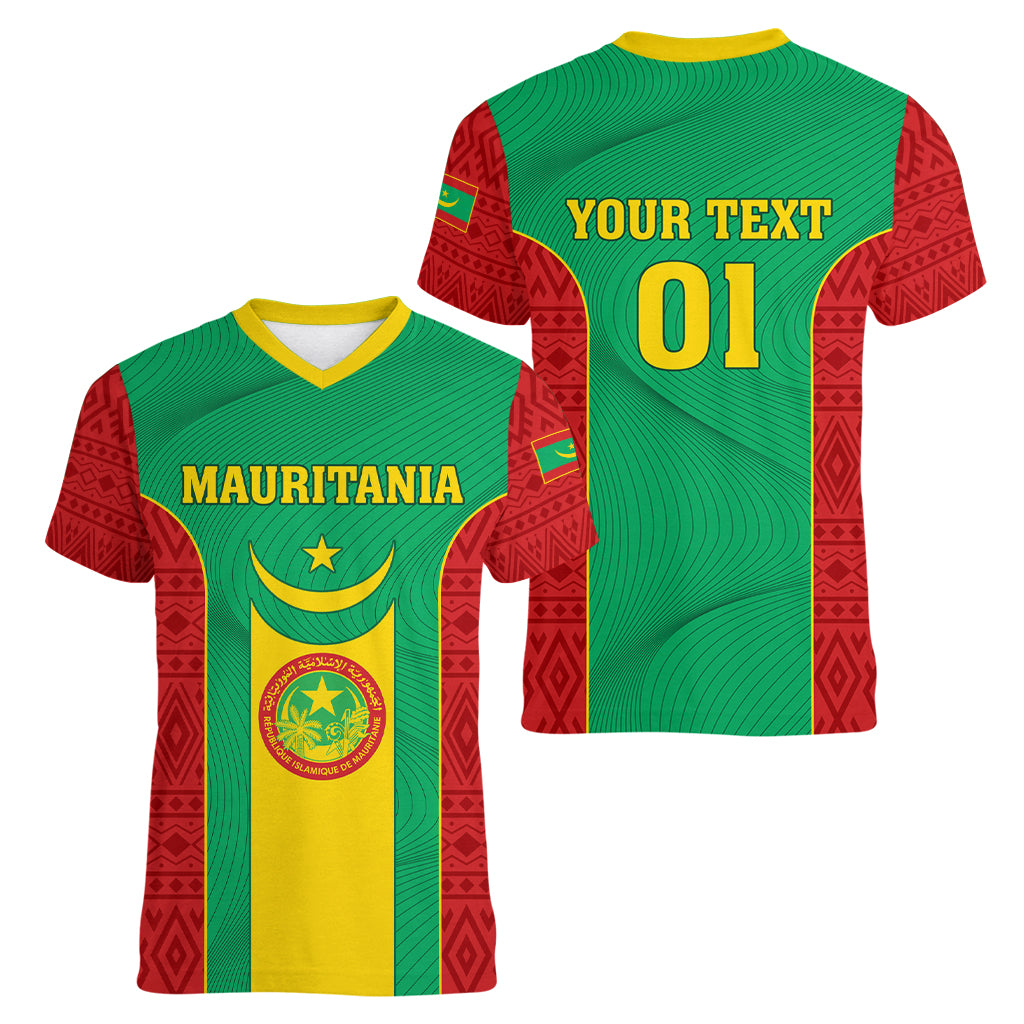 Mauritania Football Women V Neck T Shirt Go Lions of Chinguetti - Wonder Print Shop