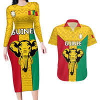 Guinea Football Couples Matching Long Sleeve Bodycon Dress and Hawaiian Shirt Come On Syli National - Wonder Print Shop