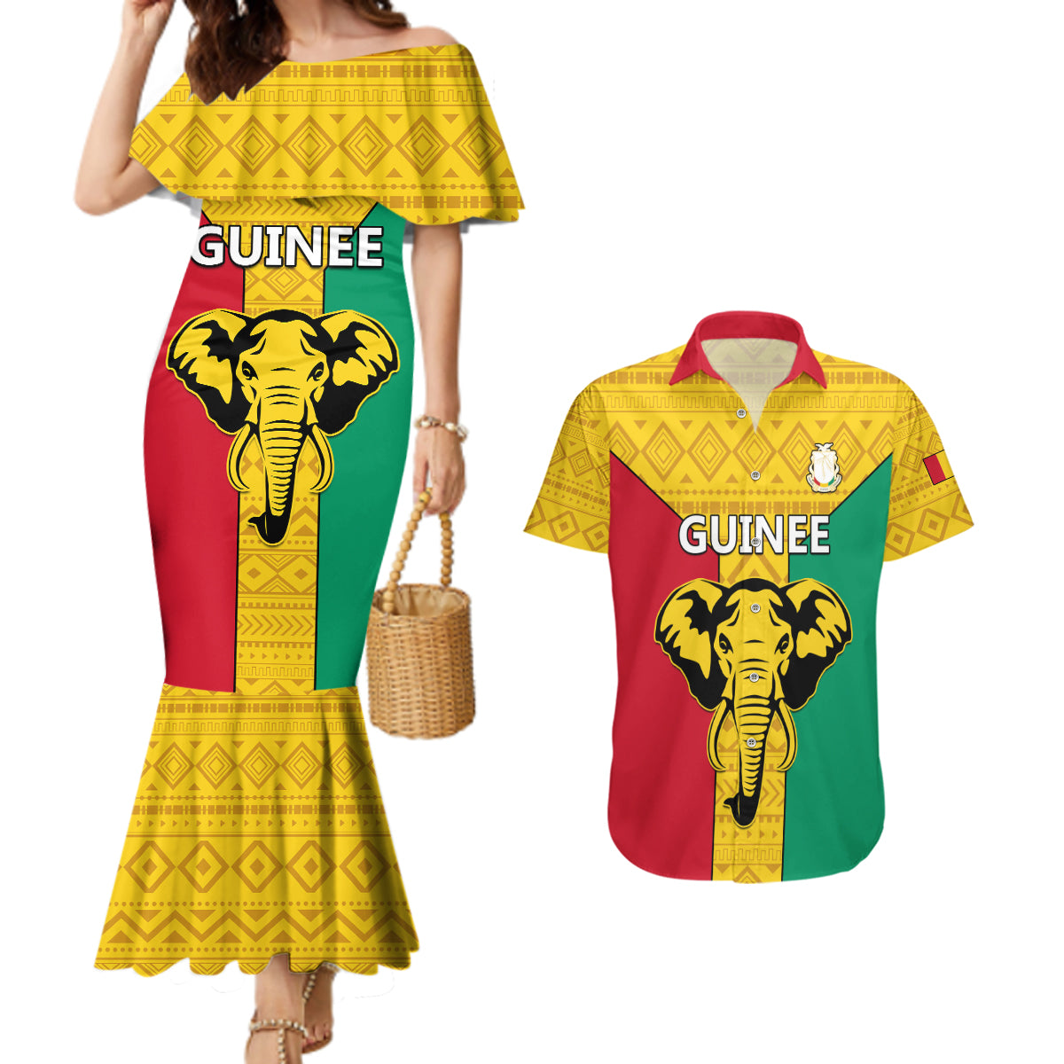 Guinea Football Couples Matching Mermaid Dress and Hawaiian Shirt Come On Syli National - Wonder Print Shop