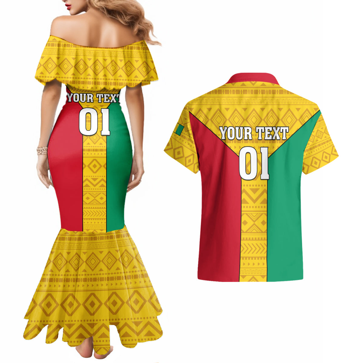 Guinea Football Couples Matching Mermaid Dress and Hawaiian Shirt Come On Syli National - Wonder Print Shop