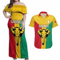 Guinea Football Couples Matching Off Shoulder Maxi Dress and Hawaiian Shirt Come On Syli National - Wonder Print Shop