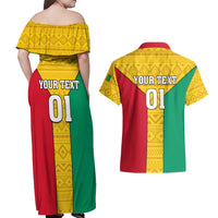 Guinea Football Couples Matching Off Shoulder Maxi Dress and Hawaiian Shirt Come On Syli National - Wonder Print Shop