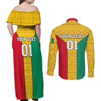 Guinea Football Couples Matching Off Shoulder Maxi Dress and Long Sleeve Button Shirt Come On Syli National - Wonder Print Shop