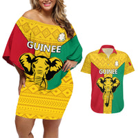 Guinea Football Couples Matching Off Shoulder Short Dress and Hawaiian Shirt Come On Syli National - Wonder Print Shop