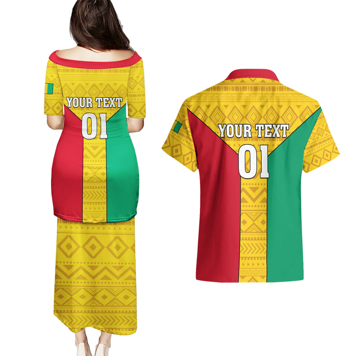 Guinea Football Couples Matching Puletasi and Hawaiian Shirt Come On Syli National - Wonder Print Shop