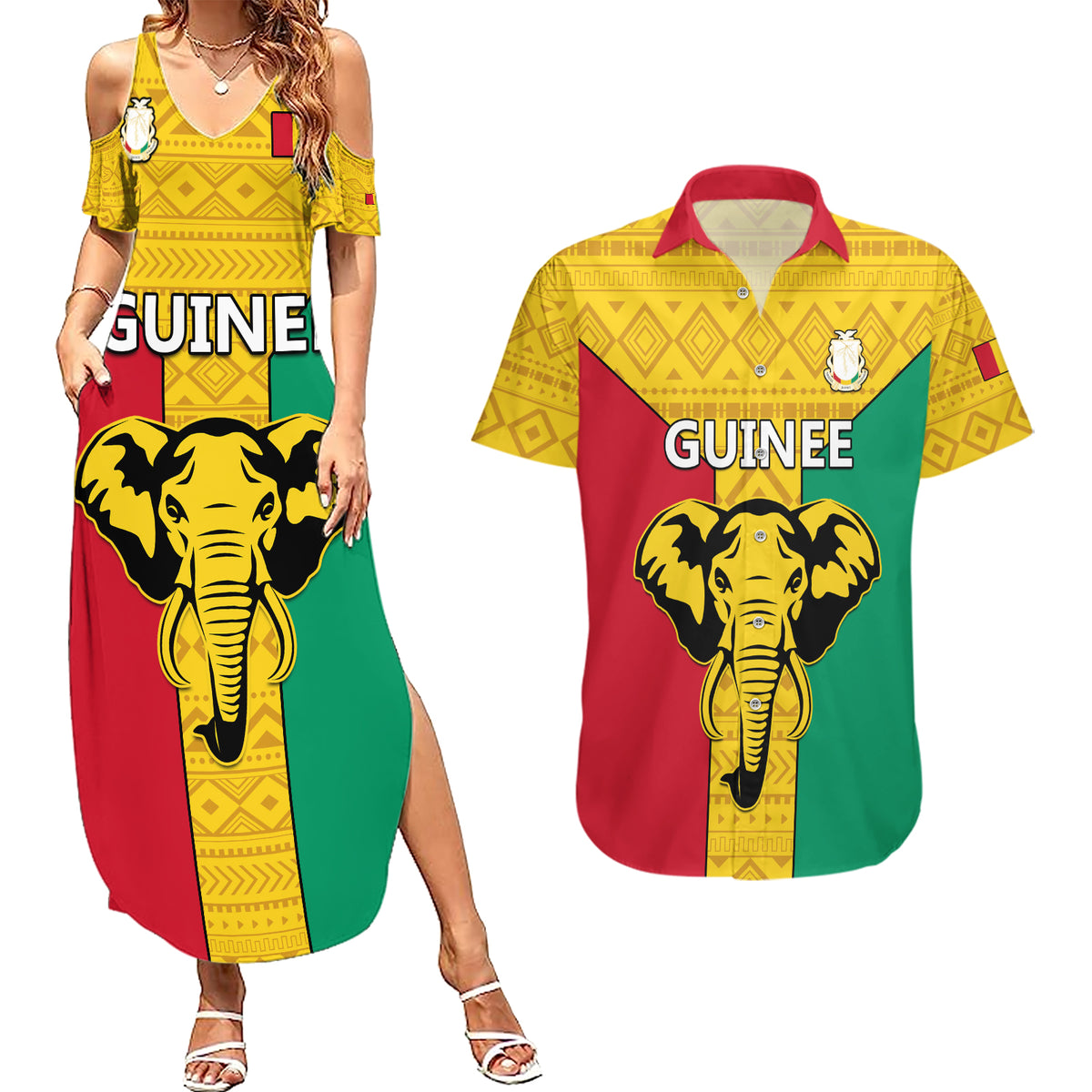 Guinea Football Couples Matching Summer Maxi Dress and Hawaiian Shirt Come On Syli National - Wonder Print Shop