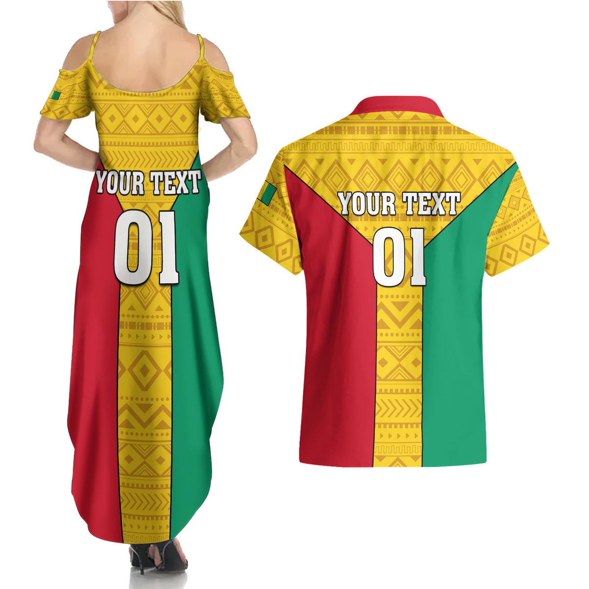 Guinea Football Couples Matching Summer Maxi Dress and Hawaiian Shirt Come On Syli National - Wonder Print Shop