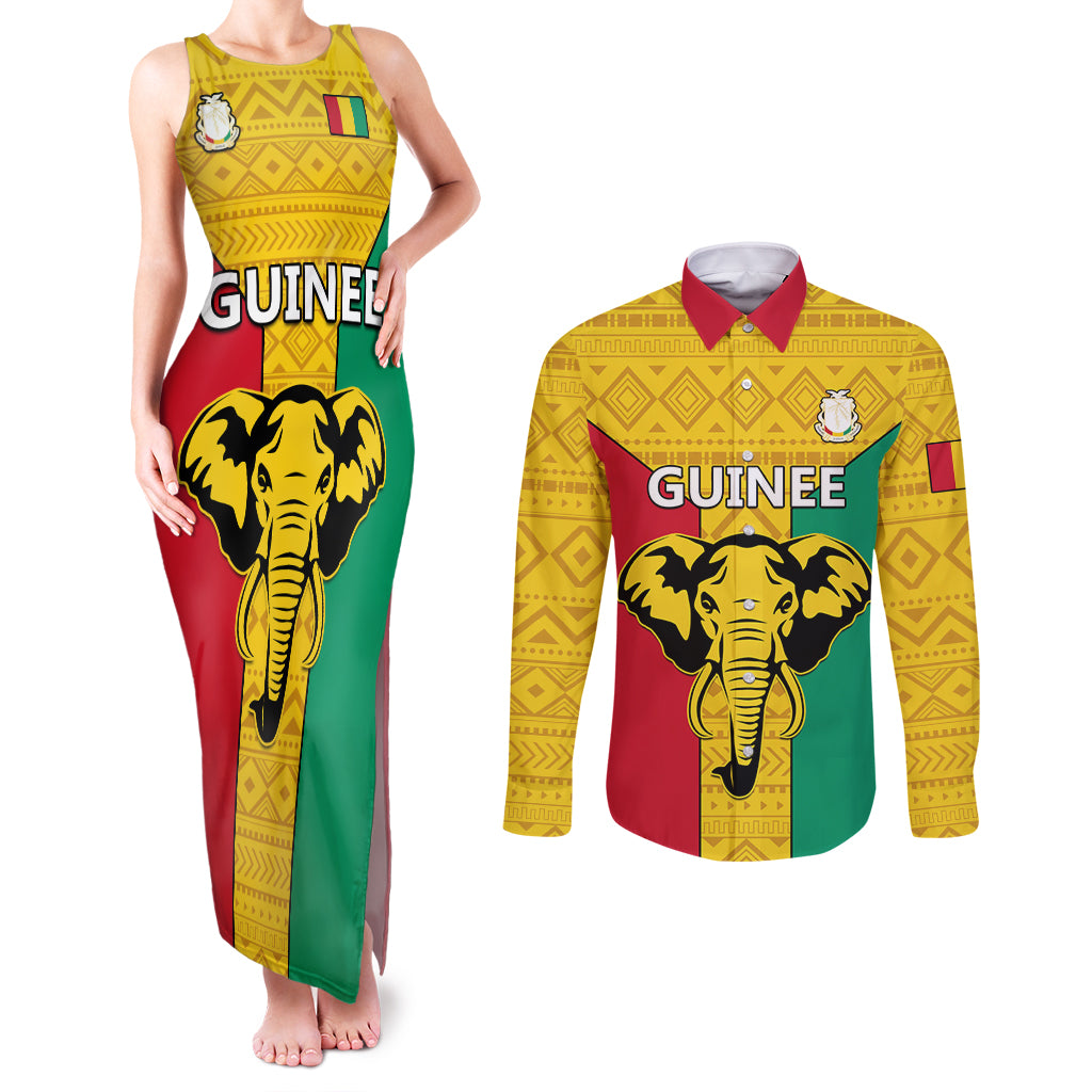 Guinea Football Couples Matching Tank Maxi Dress and Long Sleeve Button Shirt Come On Syli National - Wonder Print Shop