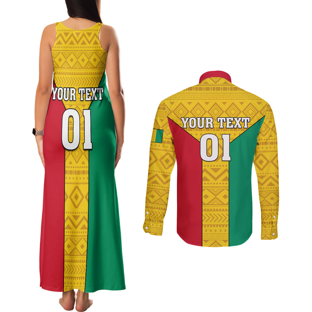 Guinea Football Couples Matching Tank Maxi Dress and Long Sleeve Button Shirt Come On Syli National - Wonder Print Shop