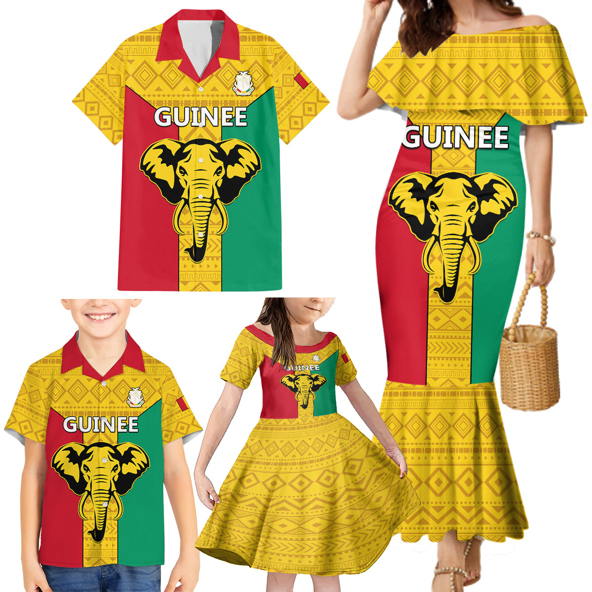 Guinea Football Family Matching Mermaid Dress and Hawaiian Shirt Come On Syli National - Wonder Print Shop