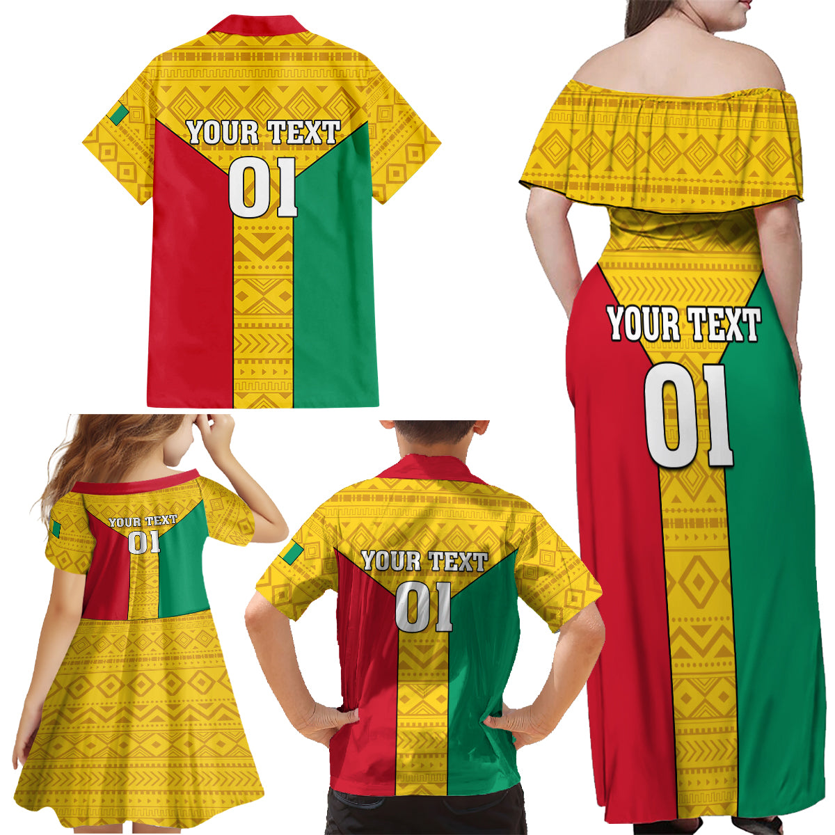 Guinea Football Family Matching Off Shoulder Maxi Dress and Hawaiian Shirt Come On Syli National - Wonder Print Shop