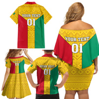 Guinea Football Family Matching Off Shoulder Short Dress and Hawaiian Shirt Come On Syli National - Wonder Print Shop