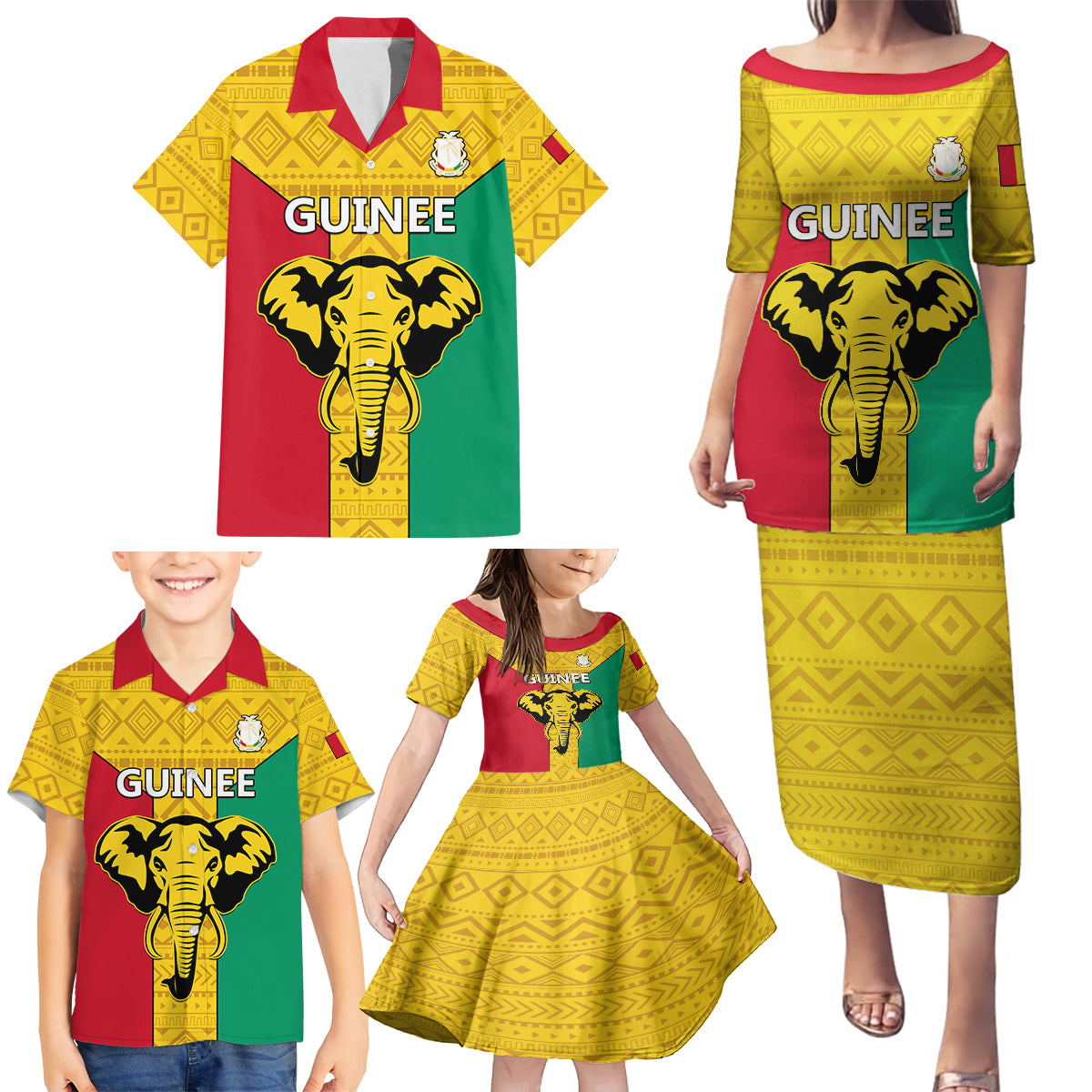 Guinea Football Family Matching Puletasi and Hawaiian Shirt Come On Syli National - Wonder Print Shop