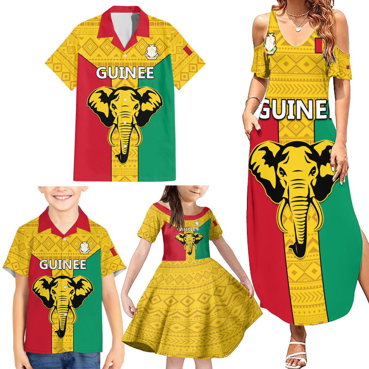 Guinea Football Family Matching Summer Maxi Dress and Hawaiian Shirt Come On Syli National - Wonder Print Shop